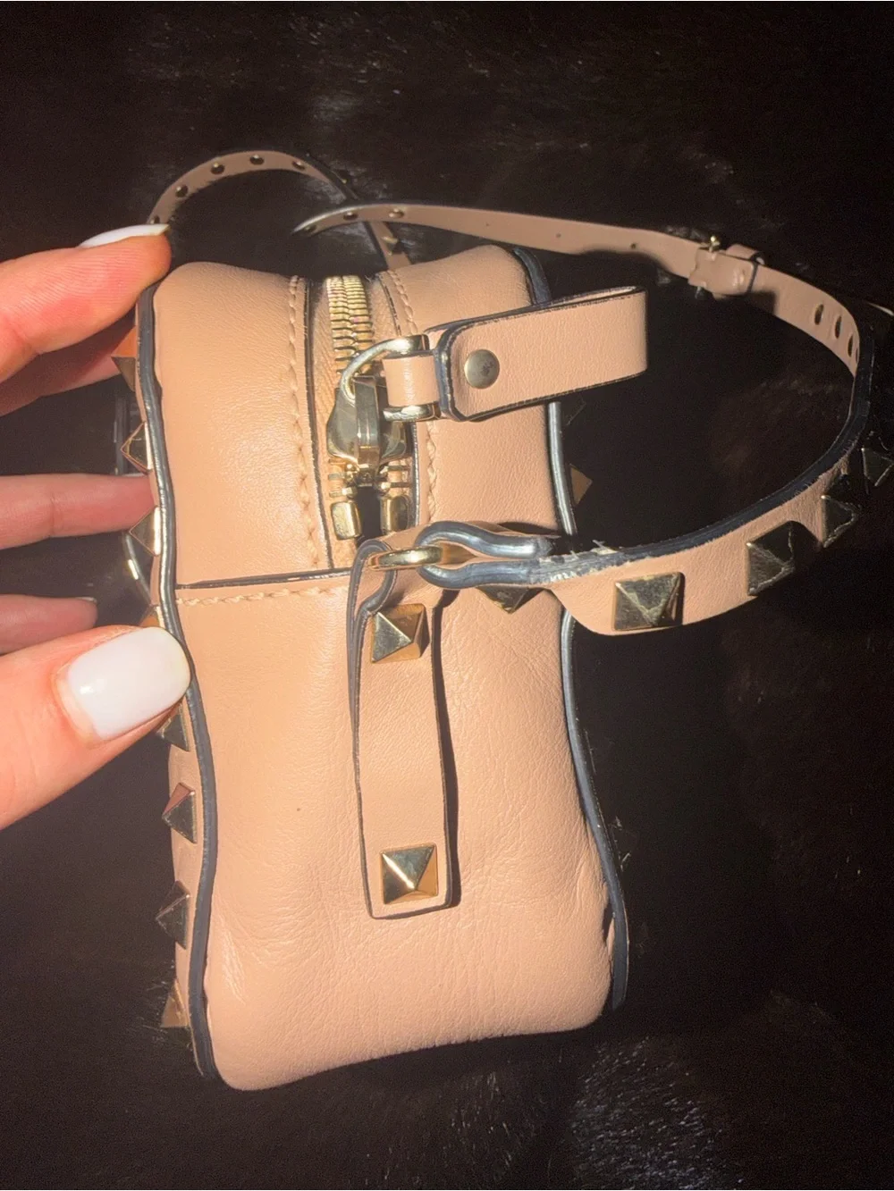 Valentino Garavani Blush Pink Rockstud Leather Crossbody